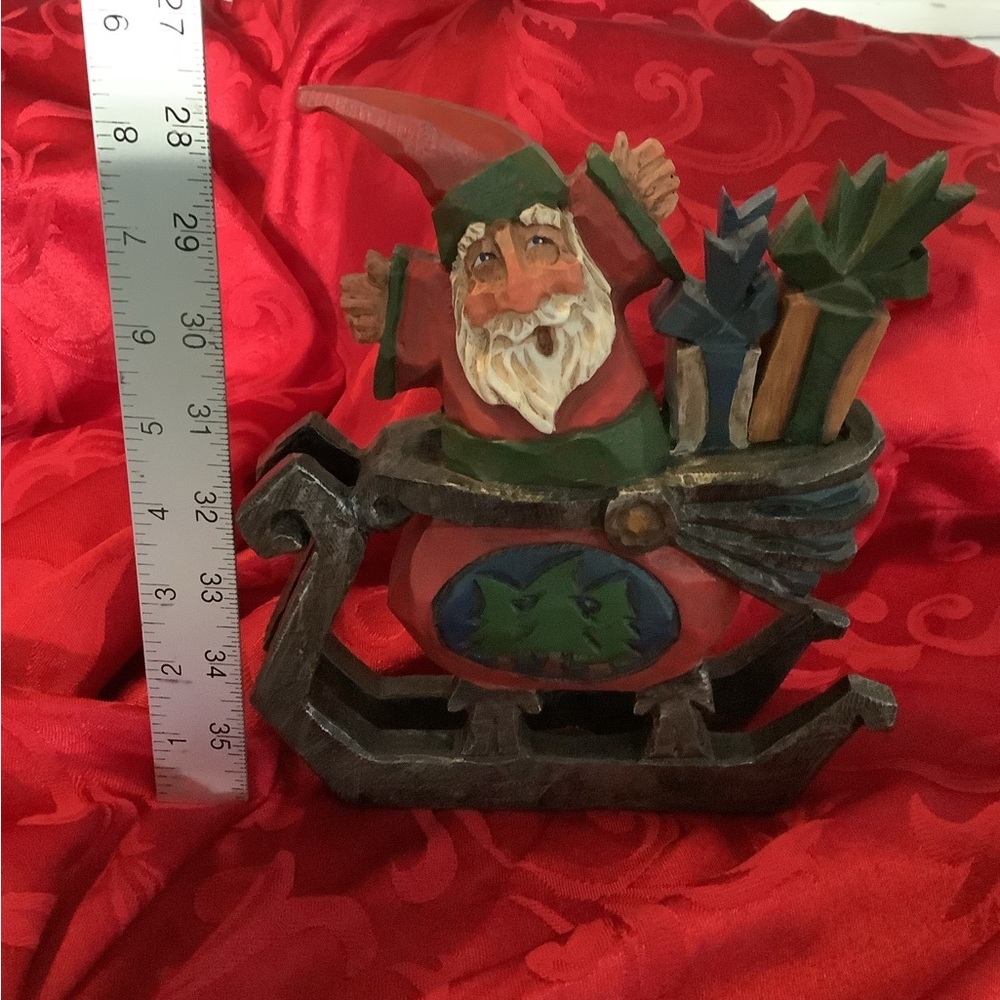 Festive Santa Sleigh Figurine - Red and Green